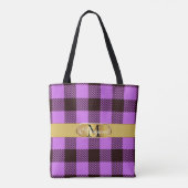 Tote Bag Style Golden Stripe Tartan Mariage personnalisé (Dos)