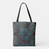 Tote Bag style kaléidoscope vieux métal chrome bleu vert (Dos)