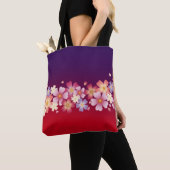 Tote Bag Style Kimono Rouge & violet mélangé Sakura Blossom (De près)