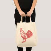Tote Bag Style Letterpress Rooster rouge (Devant (produit))