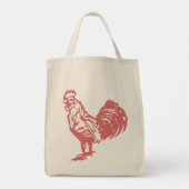 Tote Bag Style Letterpress Rooster rouge (Dos)