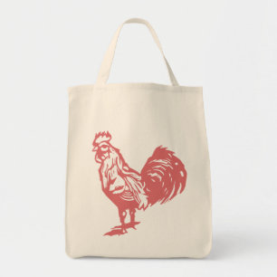 Tote Bag Style Letterpress Rooster rouge