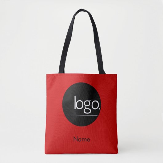 TOTE BAG STYLE MODERNE ROUGE PROPRE LOGO NOM MARQUE D'AFFAI (Devant)