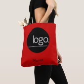 TOTE BAG STYLE MODERNE ROUGE PROPRE LOGO NOM MARQUE D'AFFAI (De près)
