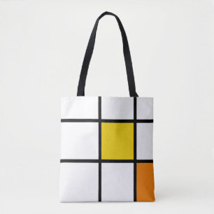 Tote Bag Style Mondrique Jaune et Orange