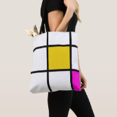 Tote Bag Style Mondrique Rose Jaune (De près)
