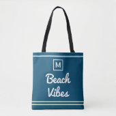 Tote Bag Stylé Monogrammé Blue Beach Vibes (Devant)