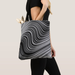 Tote Bag Style noir blanc argenté gris gris brillant Motif