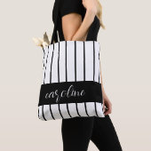 Tote Bag Style noir et blanc rayé (De près)