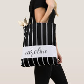 Tote Bag Style noir et blanc rayé (De près)