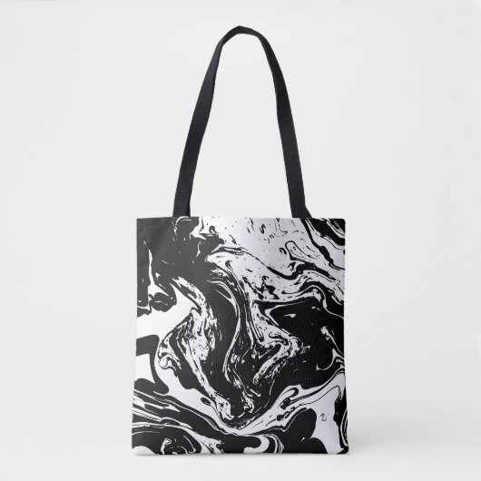Tote Bag Style noir et Marbre blanc Fourre-tout (Devant)