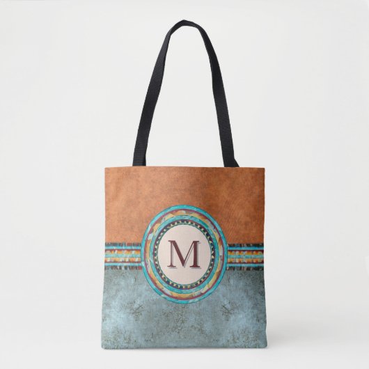 Tote Bag Style occidental Turquoise & Orange (Devant)