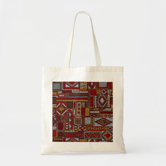 Tote Bag Style Patchwork Impression ethnique brodée (Devant)
