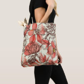 Tote Bag Style rétro Roses rouges Motif (De près)