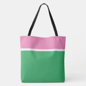 Tote Bag Stylé Rose Clair Blanc Haut Rayures Sur Vert Marin (Dos)