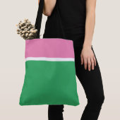 Tote Bag Stylé Rose Clair Blanc Haut Rayures Sur Vert Marin (De près)