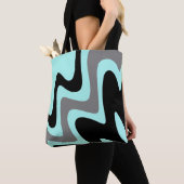 Tote Bag Style Turquoise Silver Black (De près)
