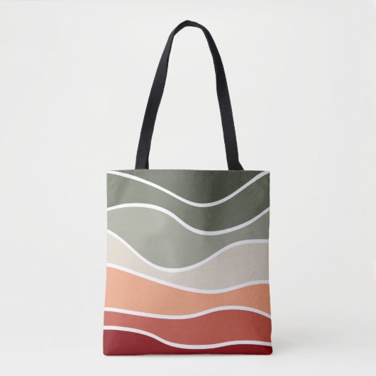 Tote Bag Style vert et rouge rétro vagues design (Devant)