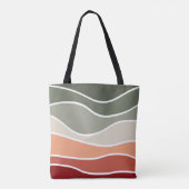 Tote Bag Style vert et rouge rétro vagues design (Dos)