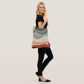 Tote Bag Style vert et rouge rétro vagues design (Sur le modèle)