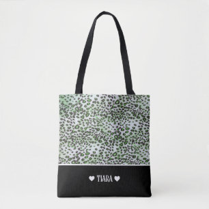Tote Bag Style vert léopard & couleur noire Personnalisé