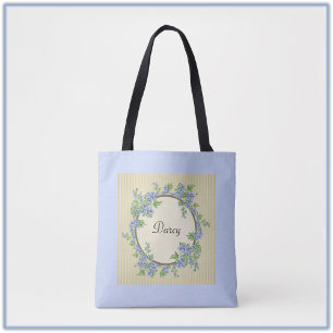 Tote Bag Style victorien Courbe de Fleur Bleue