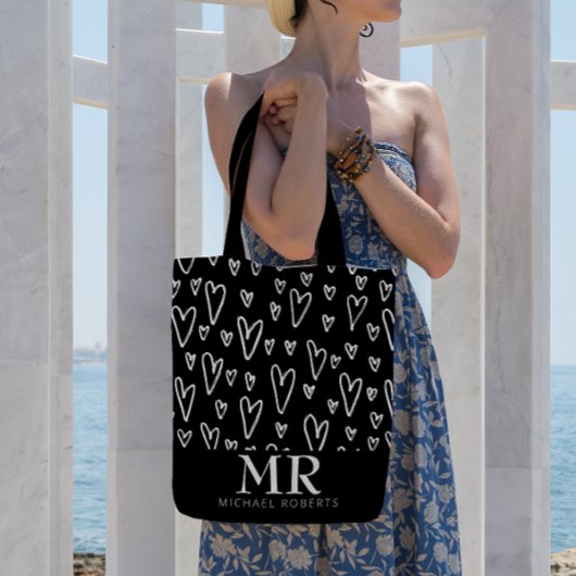 Tote Bag Stylish à la main Motif de coeur personnalisé