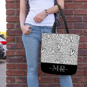 Tote Bag Stylish à la main Motif de coeur personnalisé