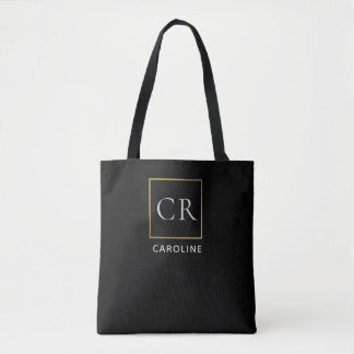 Tote Bag Stylish Black Modern Personalized 