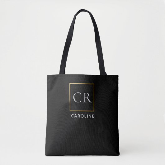 Tote Bag Stylish Black Modern Personalized  (Devant)