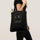Tote Bag Stylish Black Modern Personalized  (De près)