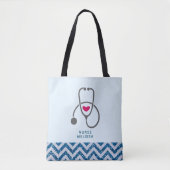 Tote Bag Stylish Grey Nursing Stethoscope Illustration (Devant)