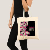 Tote Bag Stylish Pink Sweet 16 Zebra Heart Design Nom (Devant (produit))