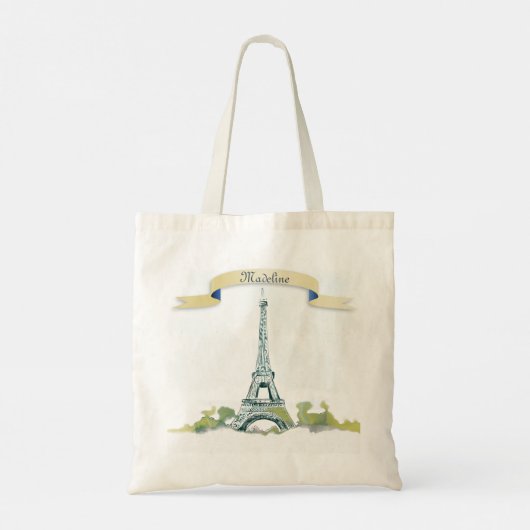 Tote Bag Stylo Tour Eiffel et croquis d'encre Personnalisez (Dos)