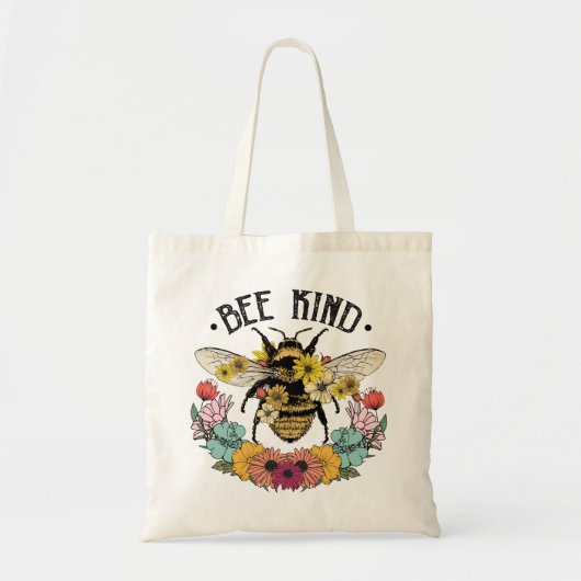 Tote Bag Sublimation des fleurs sauvages de l'abeille (Devant)