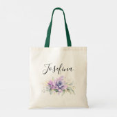 Tote Bag Succulentes et feuillage doré Nom élégant en écrit (Dos)