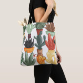 Tote Bag Succulents, cactus : mignon motif floral. (De près)