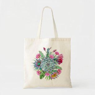 Tote Bag Succulents Echeveria Cactus Fleurs