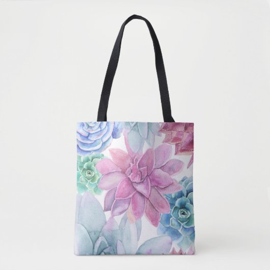 Tote Bag Succulents Moderne Chic Fiesta Jardin Floral Blanc (Devant)