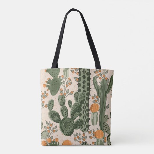 Tote Bag Succulents verts, fleurs oranges, papier peint de (Dos)