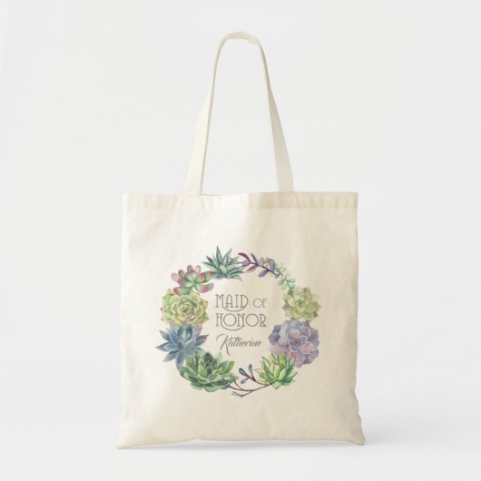 Tote Bag Succulents Wreath Maid of Honor ID517 (Devant)