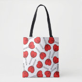 Tote Bag Sucettes rouges, sucettes en forme de cœur, motif (Devant)