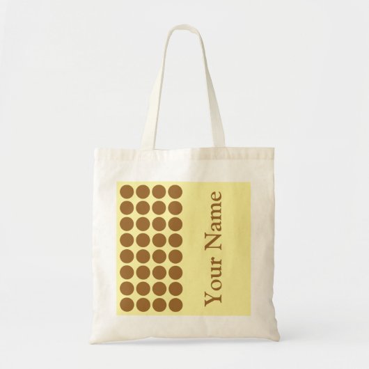 Tote Bag Sucre Brun Crème Points Neutres avec texte de nom (Devant)