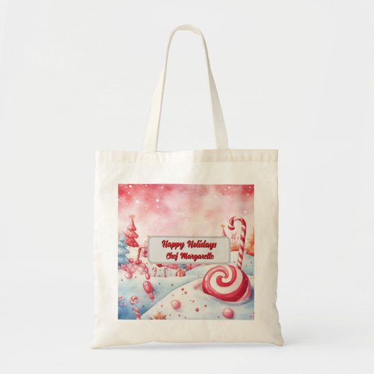 Tote Bag Sucre de canne de Noël Chef personnalisé Cadeau (Devant)