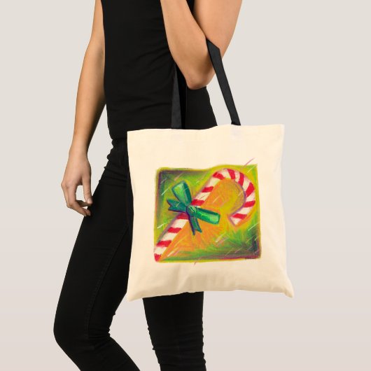 Tote Bag Sucre de canne de Noël rayé Illustration (Devant (produit))