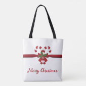 Tote Bag Sucres de canne Festif Rouge Et Blanc Bow Et Texte (Dos)