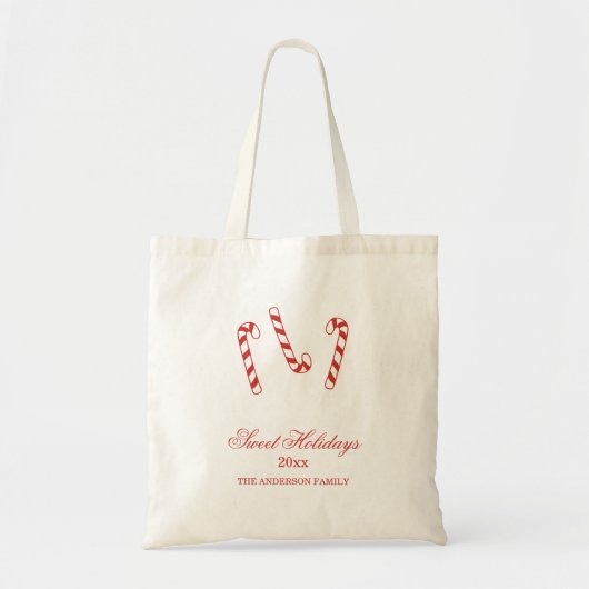 Tote Bag Sucres de canne rouges et blancs doux Noël (Devant)