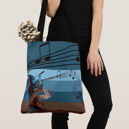 Tote Bag Sud-Ouest Kokopelli Music All-Over-Print Lg Fourre (De près)