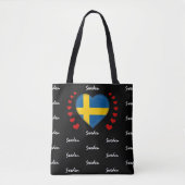 Tote Bag Suède Drapeau & Coeur, Suède Mode / Sport (Devant)