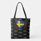 Tote Bag Suède Drapeau & Coeur, Suède Mode / Sport (Dos)